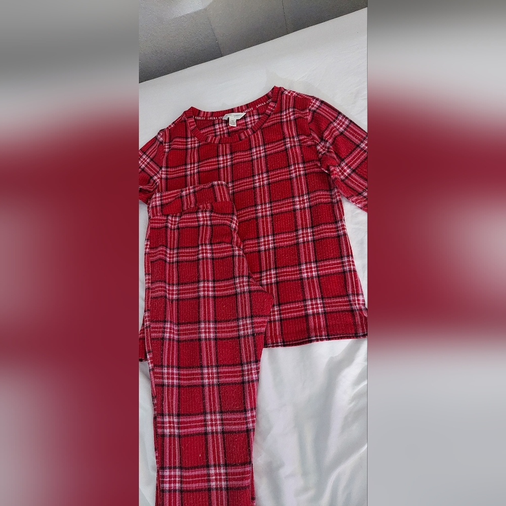Laura Ashley Vibrant Red Checkered Knit